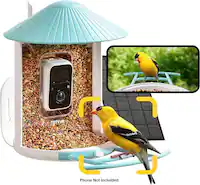 BIRDFY - Smart Wild Bird Feeder with Camera for Outdoor, Solar Power & AI Enabled Bird Recognition - Blue and White - Front_Zoom