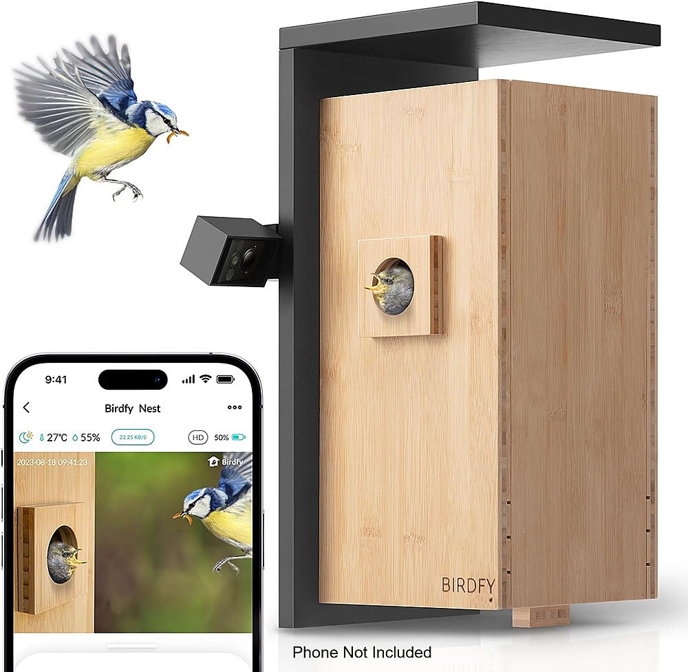 BIRDFY – Smart Wild Bird Feeder w/HD Camera, Solar Power, and AI Enabled Bird Recognition – Blue and White Sansujyuku sansujyuku.com