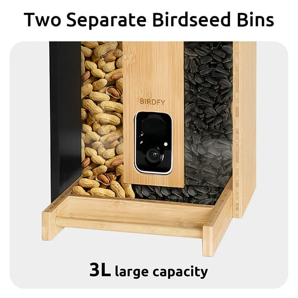 Two Separate Birdseed Bins BIRDFY 3L large capacity