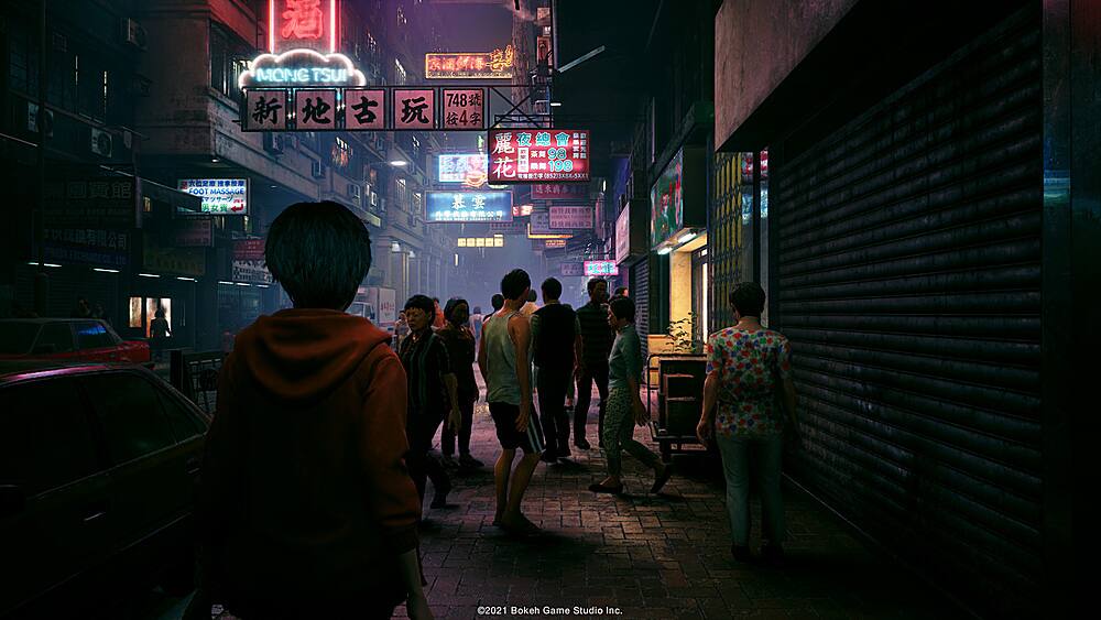 The text on the image reads: "Exchange Mong Tsui, Foot Massage, 4198 198 1 233X8X-5XX1, R 2021 Bokeh Game Studio Inc."