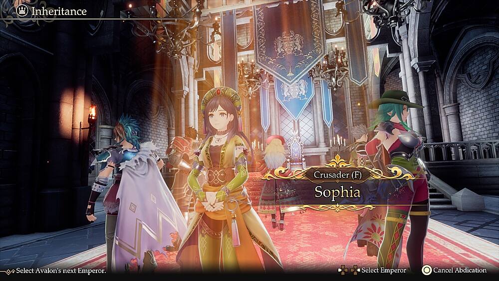 Inheritance Crusader (F) Sophia Select Avalon's next Emperor. Select Emperor Cancel Abdication