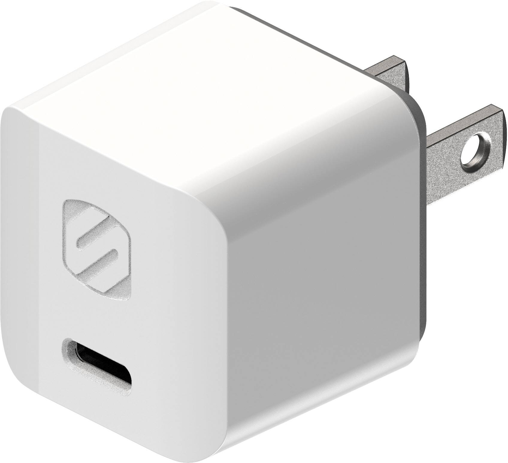 Front. Scosche - PowerVolt 30W Mini Cube USB-C PPS Fast Wall Charger - White.