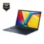 The image features an ASUS Vivobook laptop computer, which has passed multiple tests according to the US Military Grade MIL-STD 810H standard. The laptop is blue in color and has a bright display.