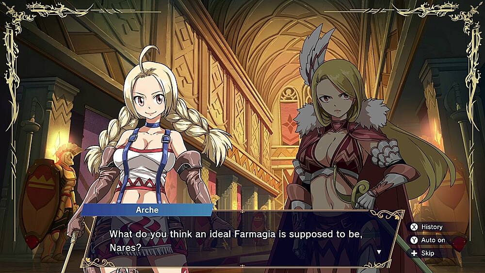 Arche: What do you think an ideal Farmagia is supposed to be, Nares?
History: Y
Auto on: +
Skip: