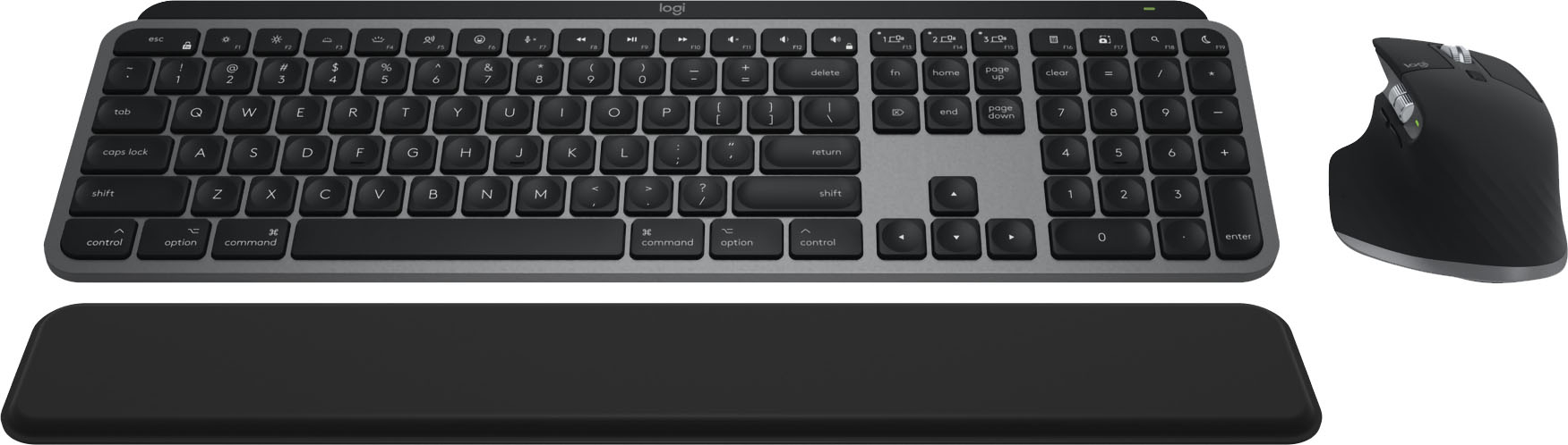 Logitech - MX Keys S Combo for Mac Full-size Wireless Scissor Keyboard and Mouse Bundle for MacBook, iMac, iPad with Palm-rest - Space Gray - Front_Zoom