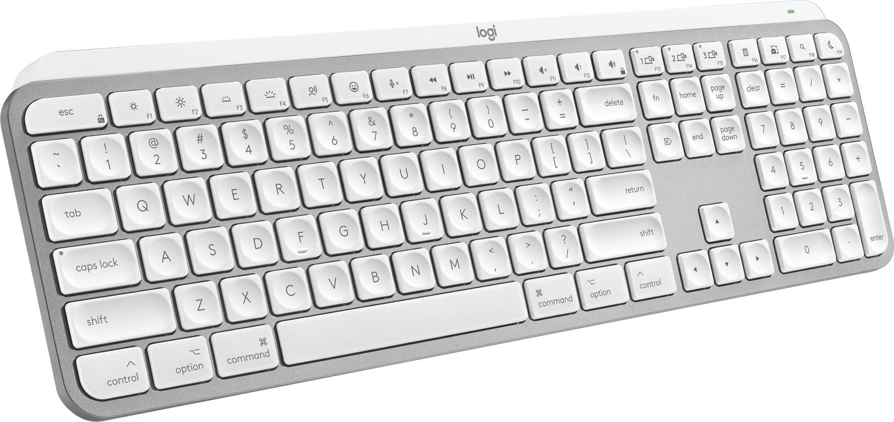 Logitech - MX Keys S for Mac Advanced Full-size Wireless Scissor Keyboard with Backlit keys for MacBook, iMac, iPad - Pale Gray