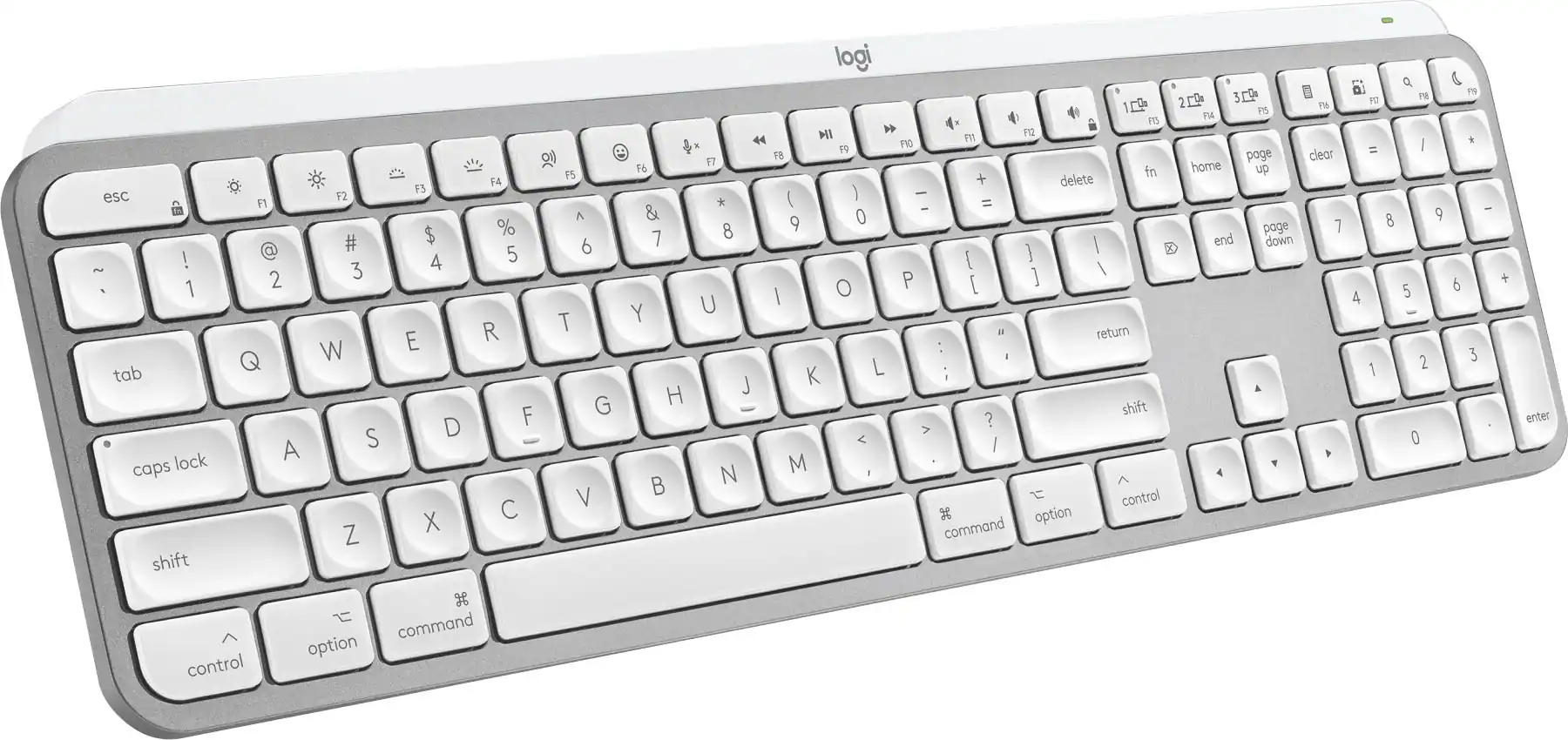 The text on the image is a list of keys on a keyboard. The keys are grouped by their respective functions, such as the numeric keys, the function keys, and the control keys. The numeric keys are located in the bottom row, while the function keys are located between the control keys and the numeric keys. The control keys are located at the bottom left corner of the keyboard. The image also shows the layout of the keyboard, including the arrow keys, the shift key, and the command key.