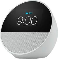 Amazon - Echo Spot (2024 release), Smart alarm clock with vibrant sound and Alexa - Glacier White - Front_Zoom