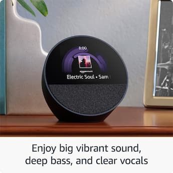 Amazon Echo Spot (2024 release), Smart alarm clock with vibrant Amazon Echo Spot (2024 release), Smart alarm clock with vibrant
