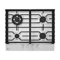 LG - 24-in Wide Built-in Gas Cooktop with 4 Burners and 14K UltraHeat Burner - Stainless Steel