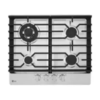 LG - 24" Built-in Gas Cooktop with 4 Burners and 14K UltraHeat Burner - Stainless Steel - Front_Zoom