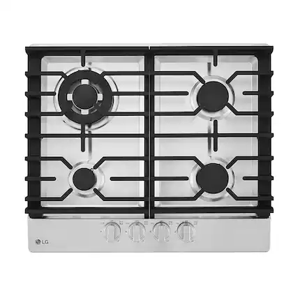 Front. LG - 24" Built-in Gas Cooktop with 4 Burners and 14K UltraHeat Burner - Stainless Steel.