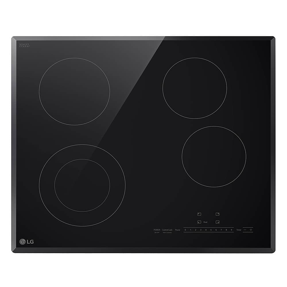 LG - 24" Built-In Electric Cooktop with 4 Elements and SmoothTouch Glass Controls - Black - Front_Zoom