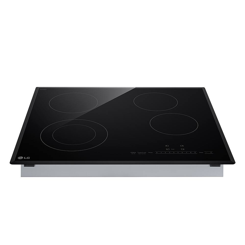 Left. LG - 24" Built-In Electric Cooktop with 4 Elements and SmoothTouch Glass Controls - Black.