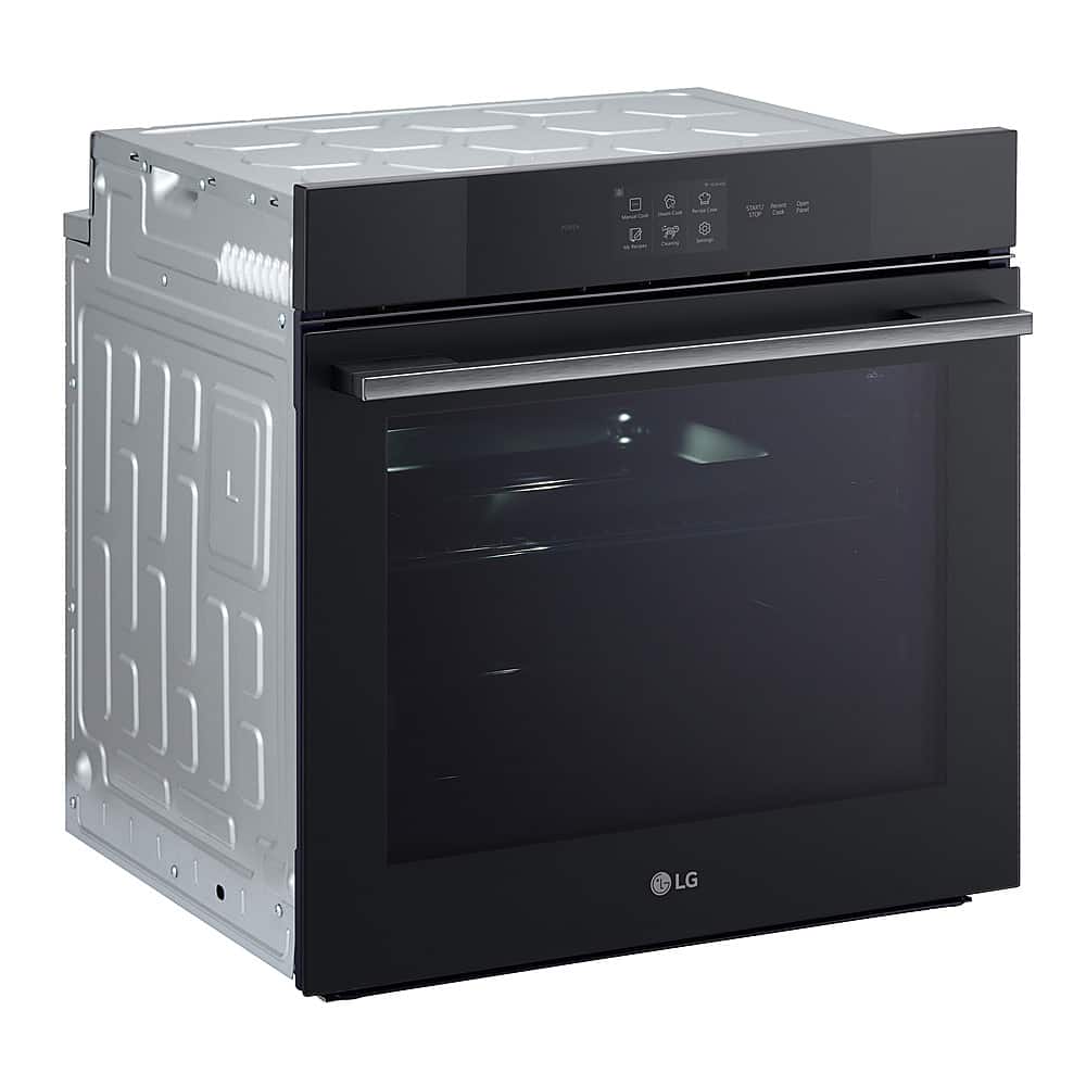 Angle. LG - 24" Built-In Smart Single Electric True Convection Wall Oven with Steam Sous Vide - Matte Black.