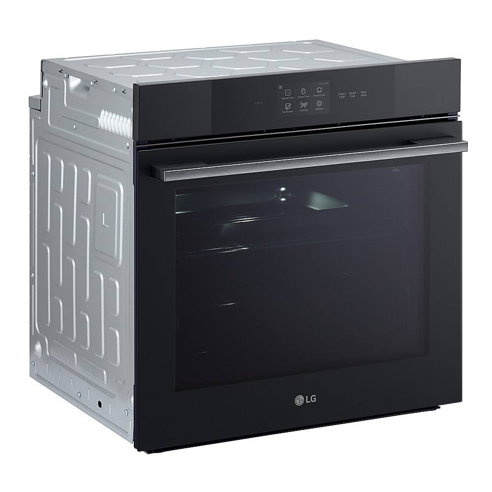 Angle. LG - 24" Built-In Smart Single Electric True Convection Wall Oven with Steam Sous Vide - Matte Black.