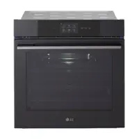 LG - 24" Built-In Smart Single Electric True Convection Wall Oven with Steam Sous Vide - Matte Black - Front_Zoom