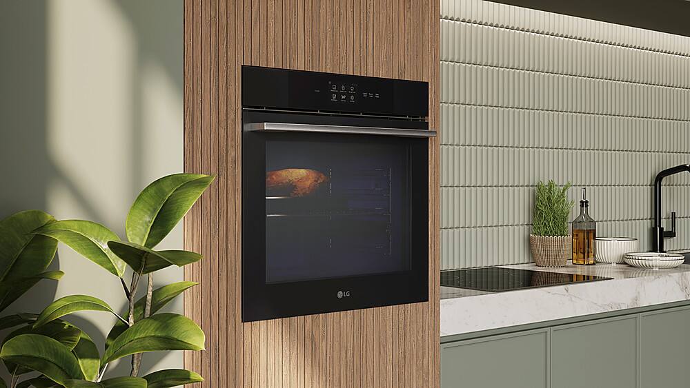 Alt View 24. LG - 24" Built-In Smart Single Electric True Convection Wall Oven with Steam Sous Vide - Matte Black.