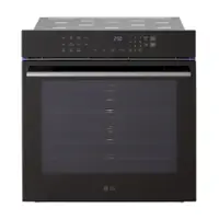 LG - 24" Built-In Smart Single Electric True Convection Wall Oven with Air Fry - Black - Front_Zoom