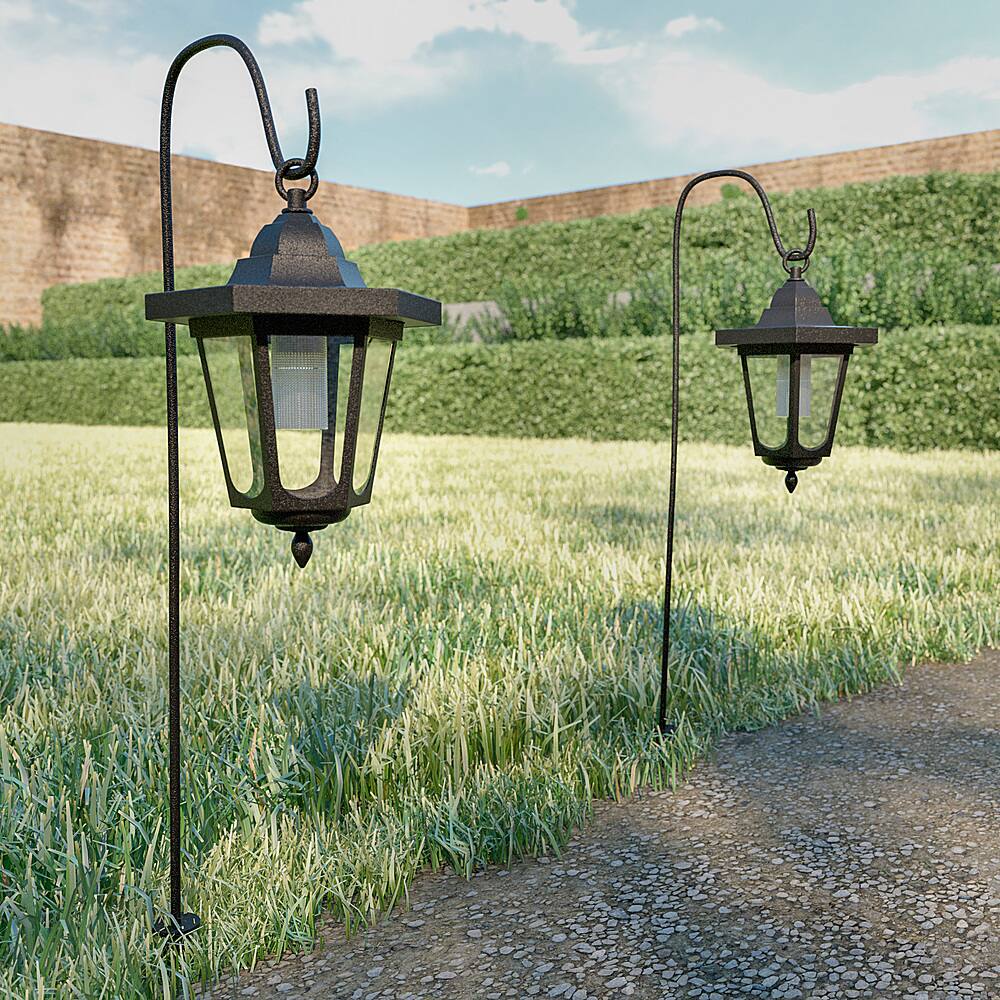 Alt View 14. Pure Garden - Pure Garden 26” Hanging Solar Coach Lights-2 Piece - Black.