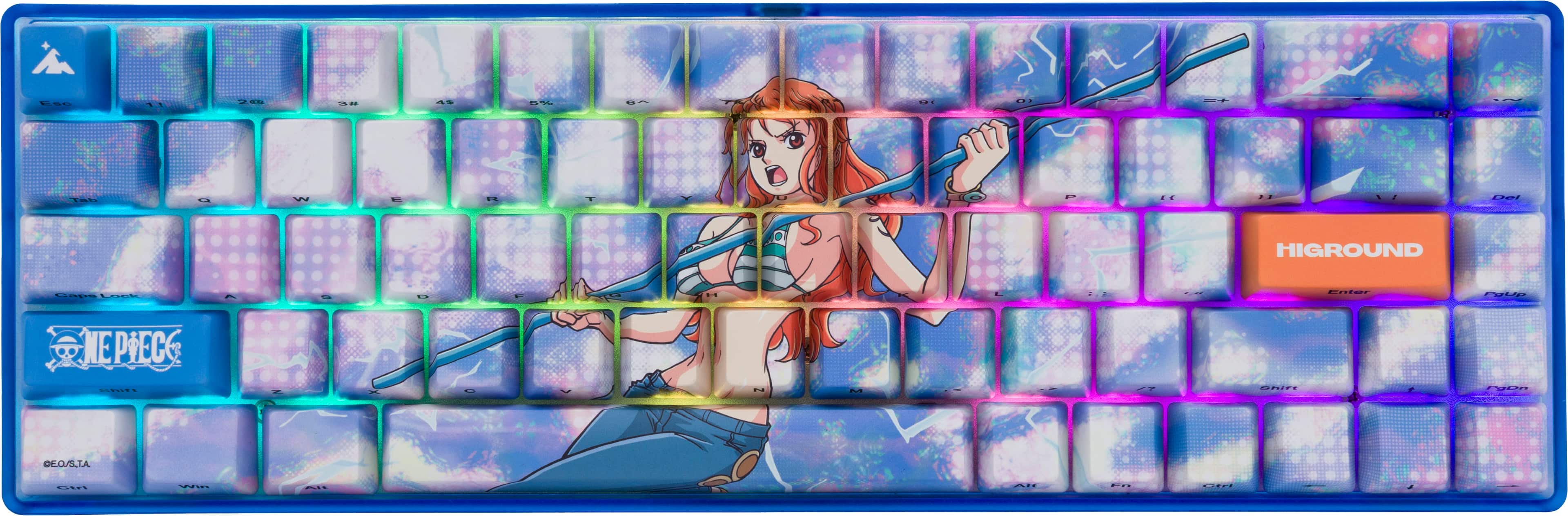 Front. Higround - Basecamp 65 Nami 65% Wired Mechanical Lubed TTC Neptune Linear Switch Gaming Keyboard with RGB Backlighting - Blue.