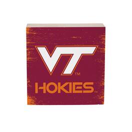 Evergreen Enterprises - Virginia Tech Hokies 6" Square Fan Chant Wood Block Shelf Sign - Multicolor