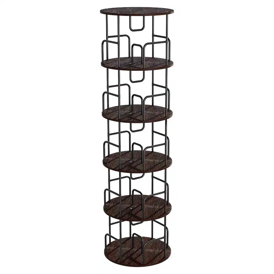 Revolving Display Shelf MERAVOM 5 Tier Rotating Bookshelf, 360° Spinning Bookcase, Freestanding ...