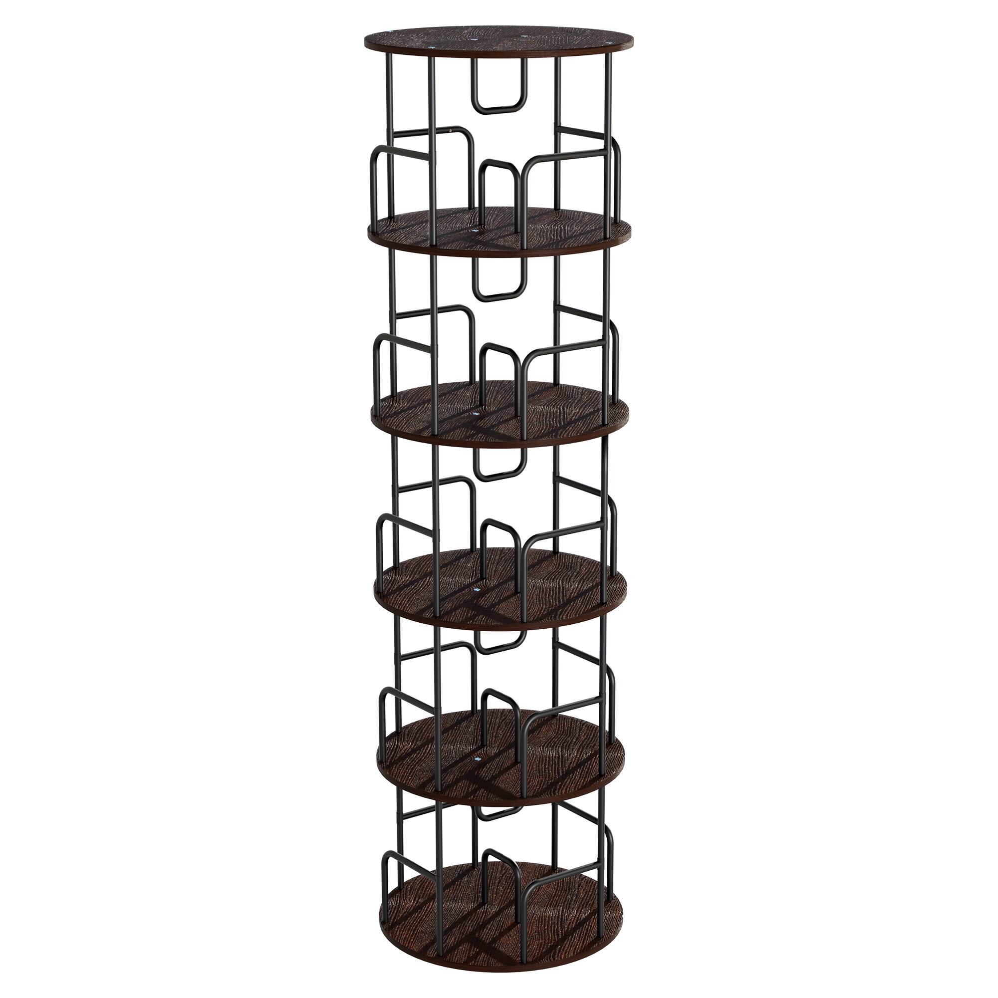 MERAVOM 5 Tier Rotating Bookshelf, 360° Spinning Bookcase, Freestanding ...