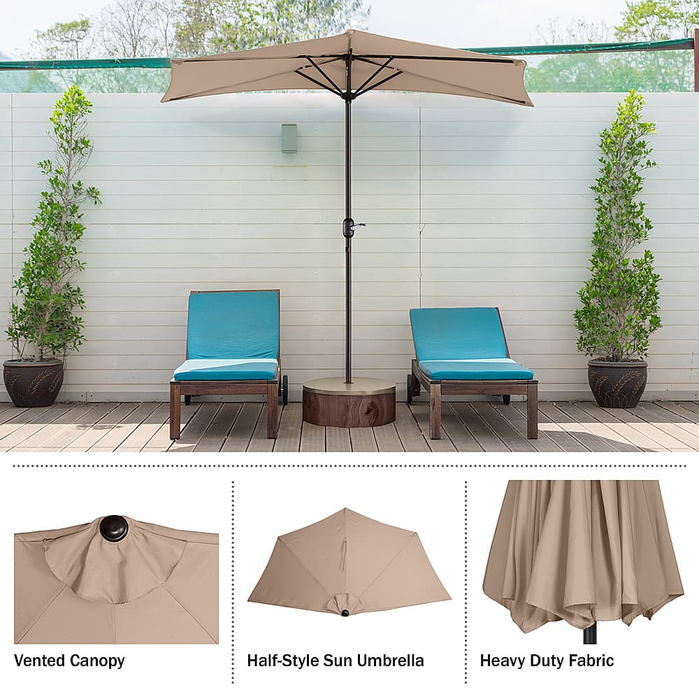 Villacera 9FT Half Patio Umbrella Beige 83-OUT5461 - Best Buy