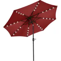 Villacera 9FT Solar LED Patio Umbrella - Red - Front_Zoom