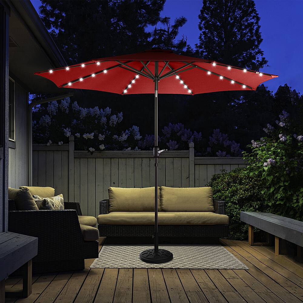Villacera 9FT Solar LED Patio Umbrella Red 83-OUT5423 - Best Buy
