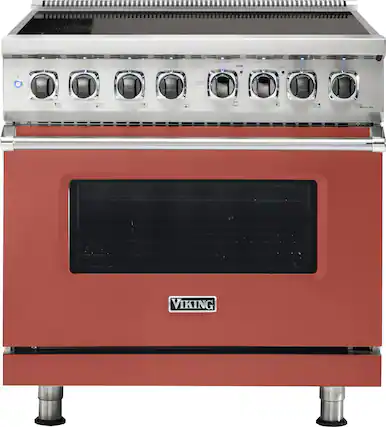 Front. Viking - 5 Series 5.6 Cu. Ft. Freestanding Electric Induction Range - Spiced Cider.