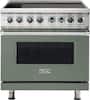 Front. Viking - 5 Series 5.6 Cu. Ft. Freestanding Electric Induction Range - Eucalyptus.