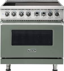 Viking - 5 Series 5.6 Cu. Ft. Freestanding Electric Induction Range - Eucalyptus - Front_Zoom