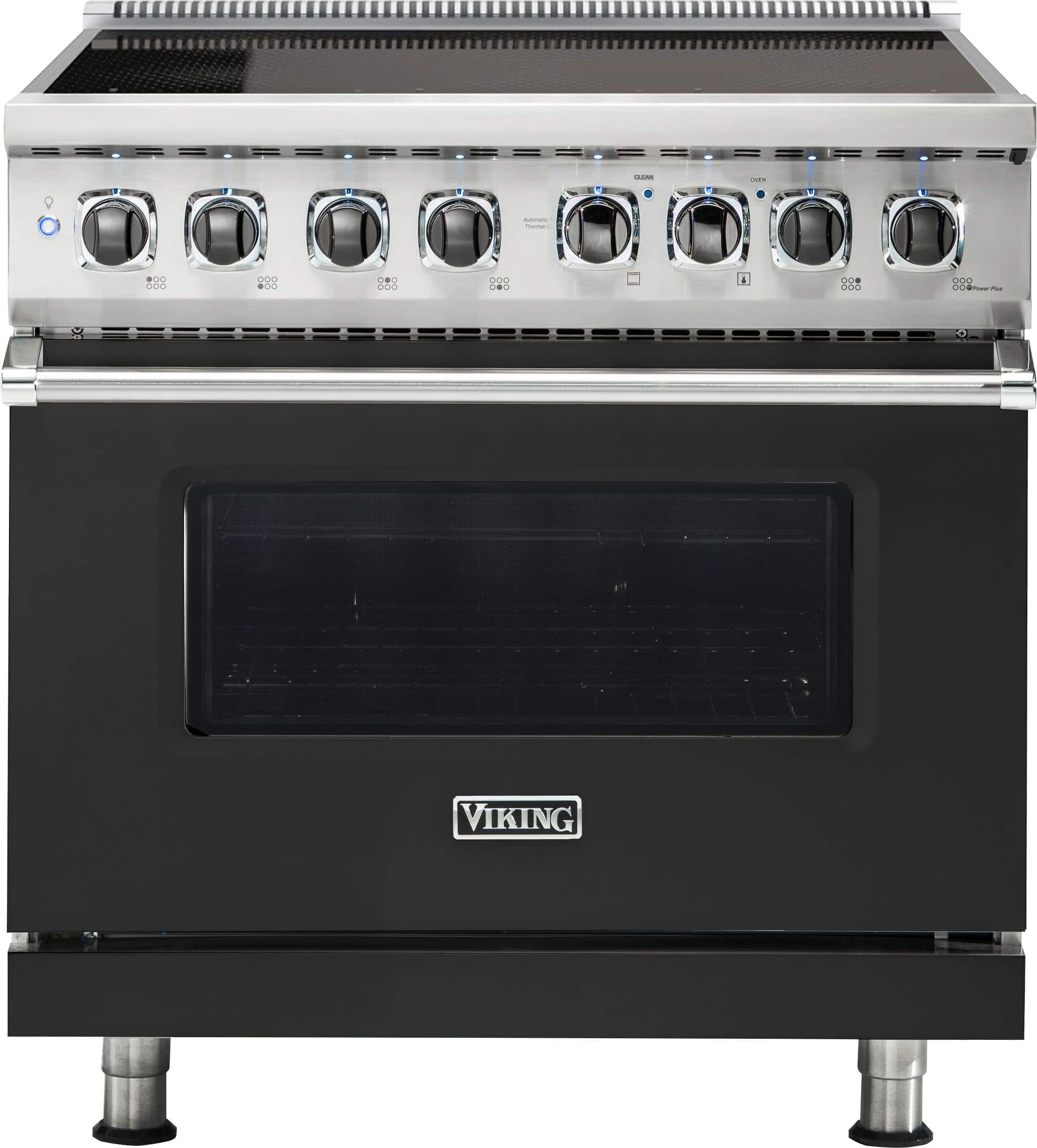 Front. Viking - 5 Series 5.6 Cu. Ft. Freestanding Electric Induction Range - Cast Black.