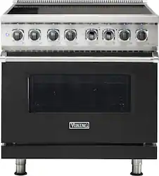 Viking - 5 Series 5.6 Cu. Ft. Freestanding Electric Induction Range - Cast Black - Front_Zoom