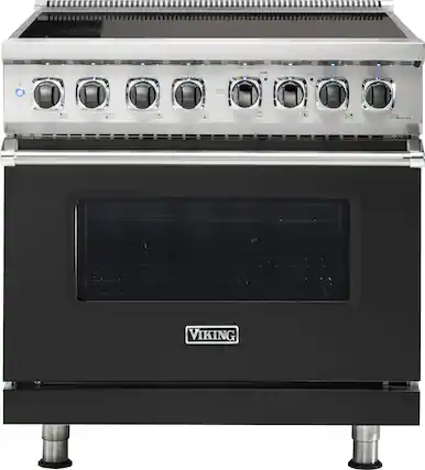 Front. Viking - 5 Series 5.6 Cu. Ft. Freestanding Electric Induction Range - Cast Black.