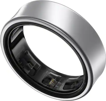 Front. Samsung - Galaxy Ring – Size Before You Buy – Size 8 - Titanium Silver.