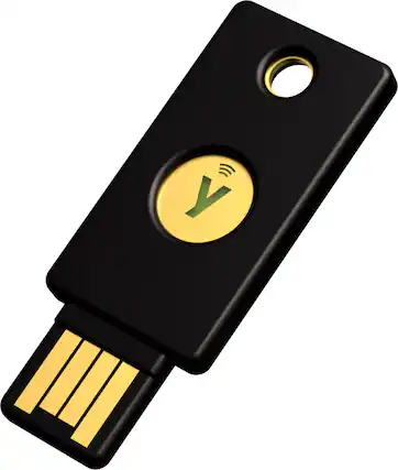 Front. Yubico - YubiKey 5 NFC - Two-Factor authentication (2FA) Security Key, Connect via USB-A or NFC, FIDO Certified - Black.