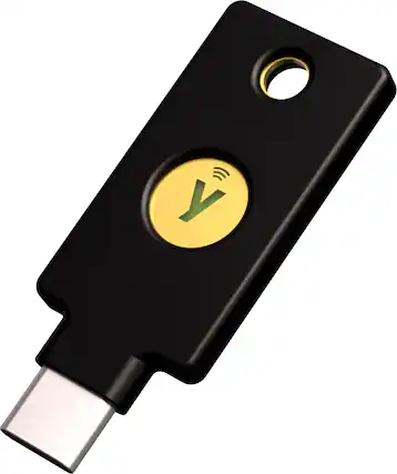 Front. Yubico - Yubico - YubiKey 5C NFC - Two-Factor authentication (2FA) Security Key, Connect via USB-C or NFC, FIDO Certified - Black - Black.