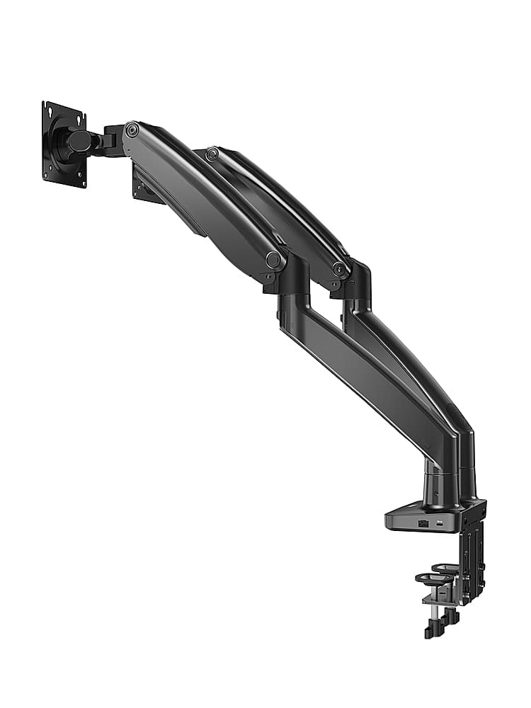 Alt View 12. ErgoAV - Dual Monitor Desk Mount with Docking Station for Monitors up to 34" - Black.