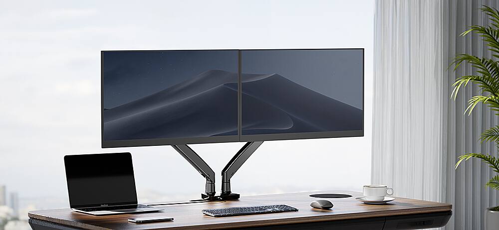 Alt View 21. ErgoAV - Dual Monitor Desk Mount with Docking Station for Monitors up to 34" - Black.