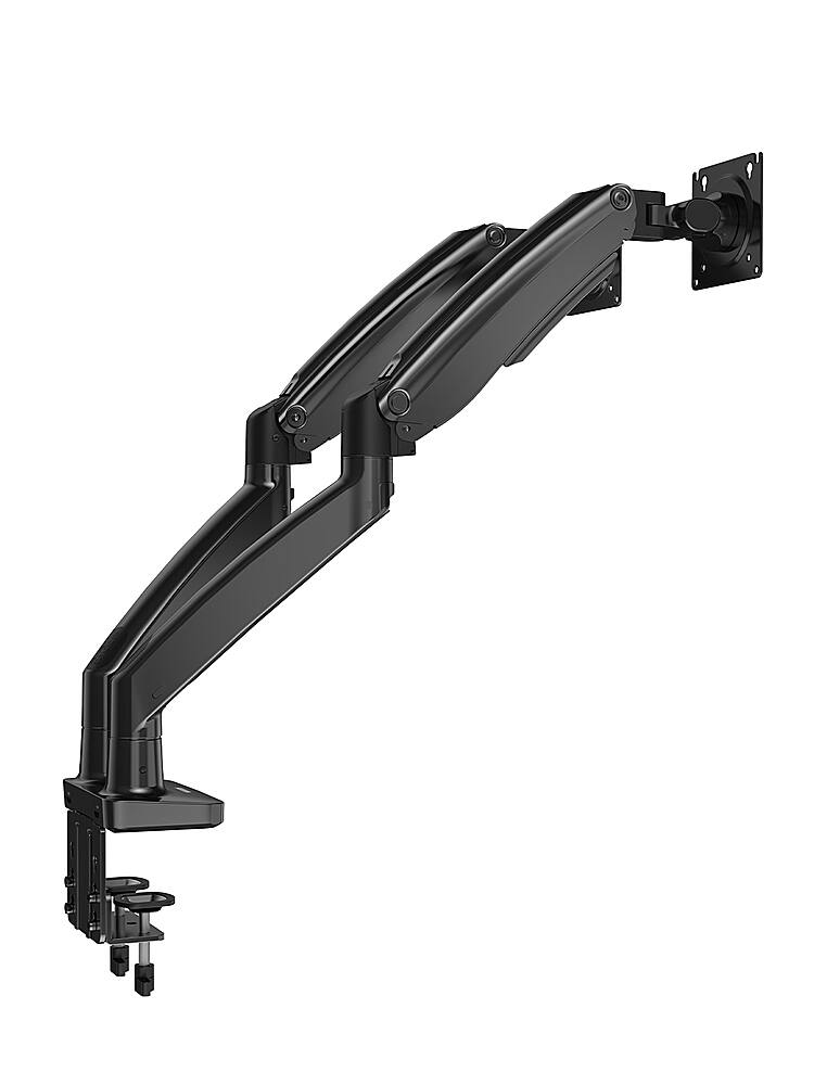 Left. ErgoAV - Dual Monitor Desk Mount with Docking Station for Monitors up to 34" - Black.