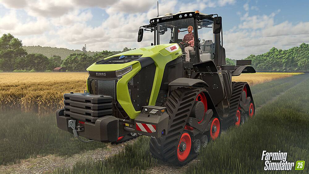 The text on the image reads: "XERION CLARS S 2S CLARS an Farming Simulator 25."