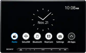 10:08 AM Nov. 21 6 SxM Radio SiriusXM Bluetooth RearCam Settings All Apps SONY -M ee WE + - - Versa