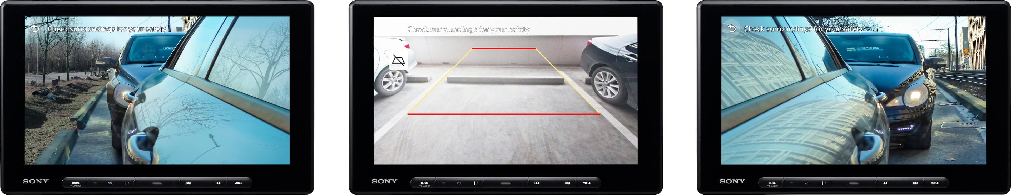 Check surroundings for your safety. Check blind spots. Sony.