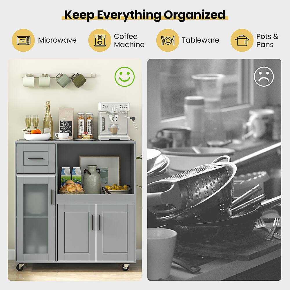 Keep Everything Organized: Microwave, Coffee Machine, Tableware, Pots & Pans