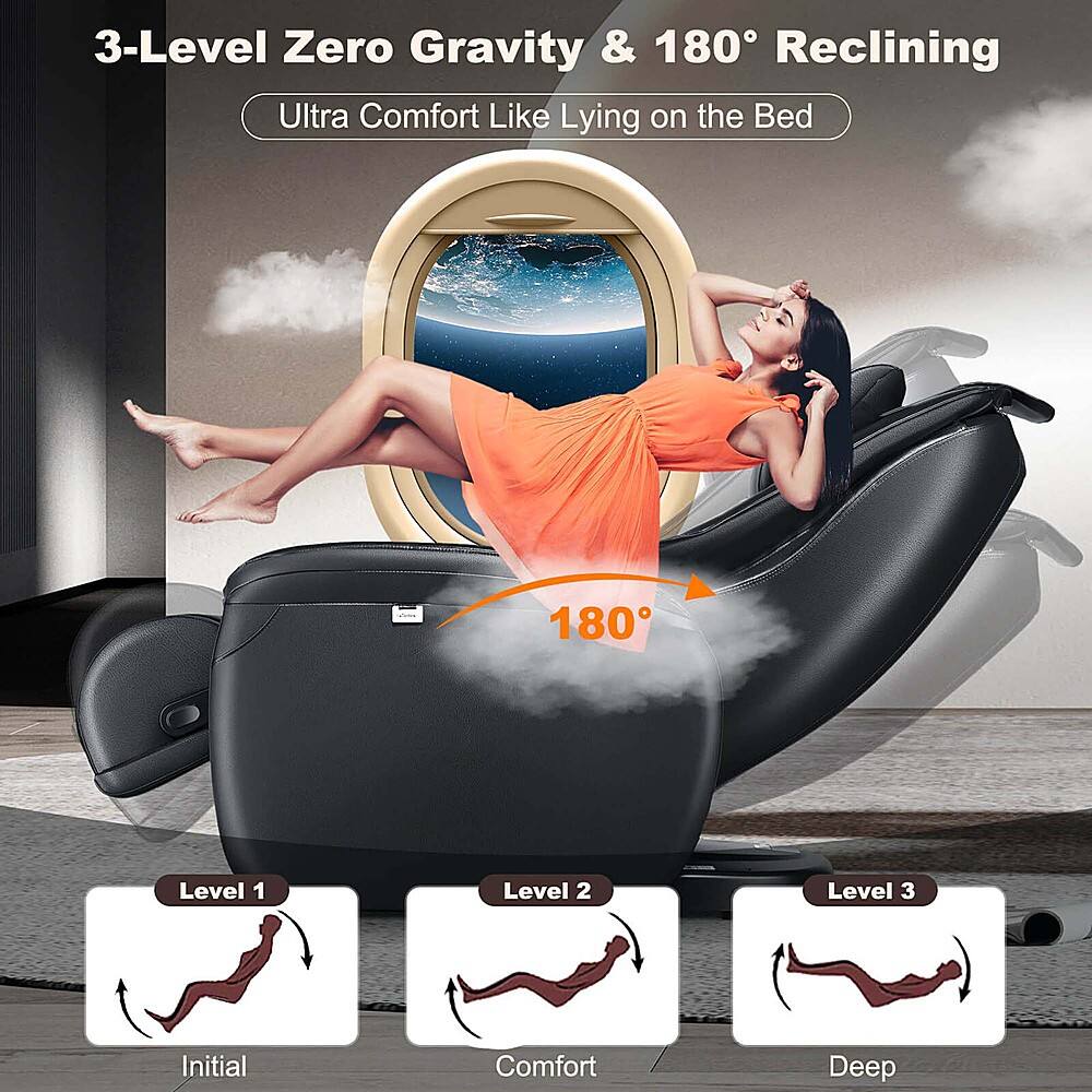 3-Level Zero Gravity & 180 Reclining Ultra Comfort Like Lying on the Bed 180 Level 1 Initial Level 2 Comfort Level 3 Deep