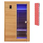 Front. Costway - Costway 2 People Far Infrared Wooden Sauna Room with Bluetooth Speakers 4 Light Strips Free Red Light Therapy - Natural.