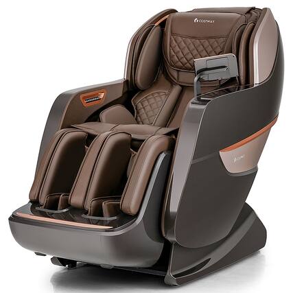 Front. Costway - Costway SL Track Full Body Zero Gravity Massage Chair Recliner Thai Stretch Heat Roller - Brown.